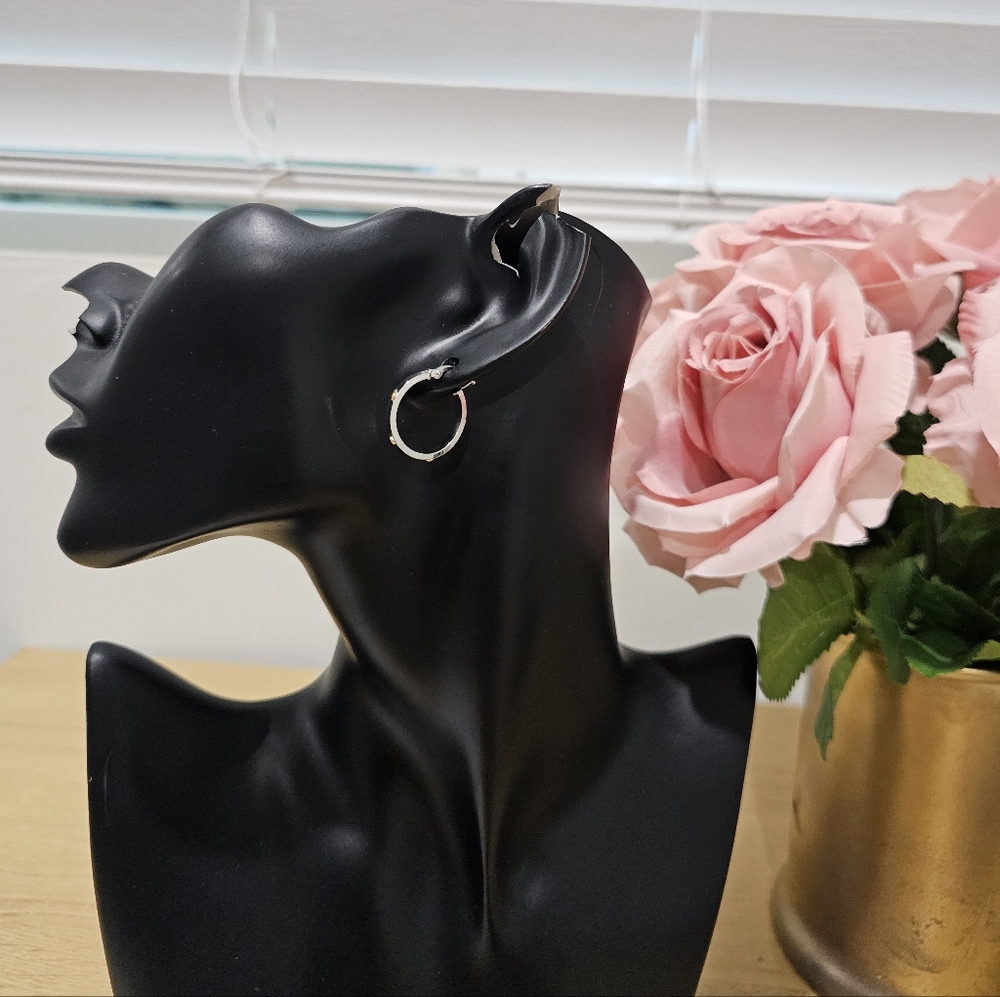 18k Real Saudi Gold 2 Toned Loop Earrings